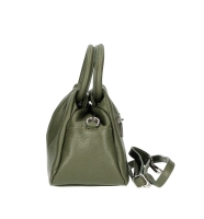 Geanta piele naturala de mana Small Dama military-Verde