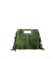 Geanta piele naturala de mana Small Dama military-Verde