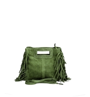 Geanta piele naturala de mana Small Dama military-Verde