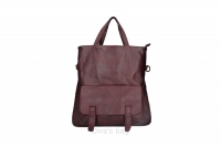 Ghiozdan Geanta piele naturala de mana Washed / Dama Bordeaux