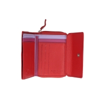 Portofel piele naturala Multicolor Rosu