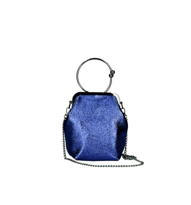Geanta clutch de ocazie cu lant piele naturala Dama Albastru-Bleumarin