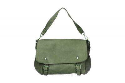 Leather shoulder handbag Dama military-Verde