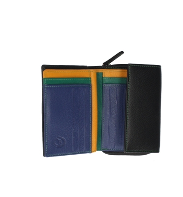 Portofel piele naturala Multicolor Negru