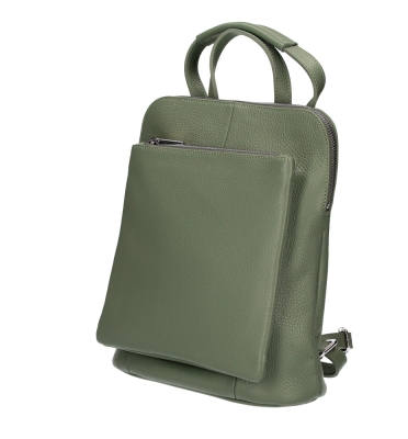 Rucsac din piele naturala Dama military-Verde