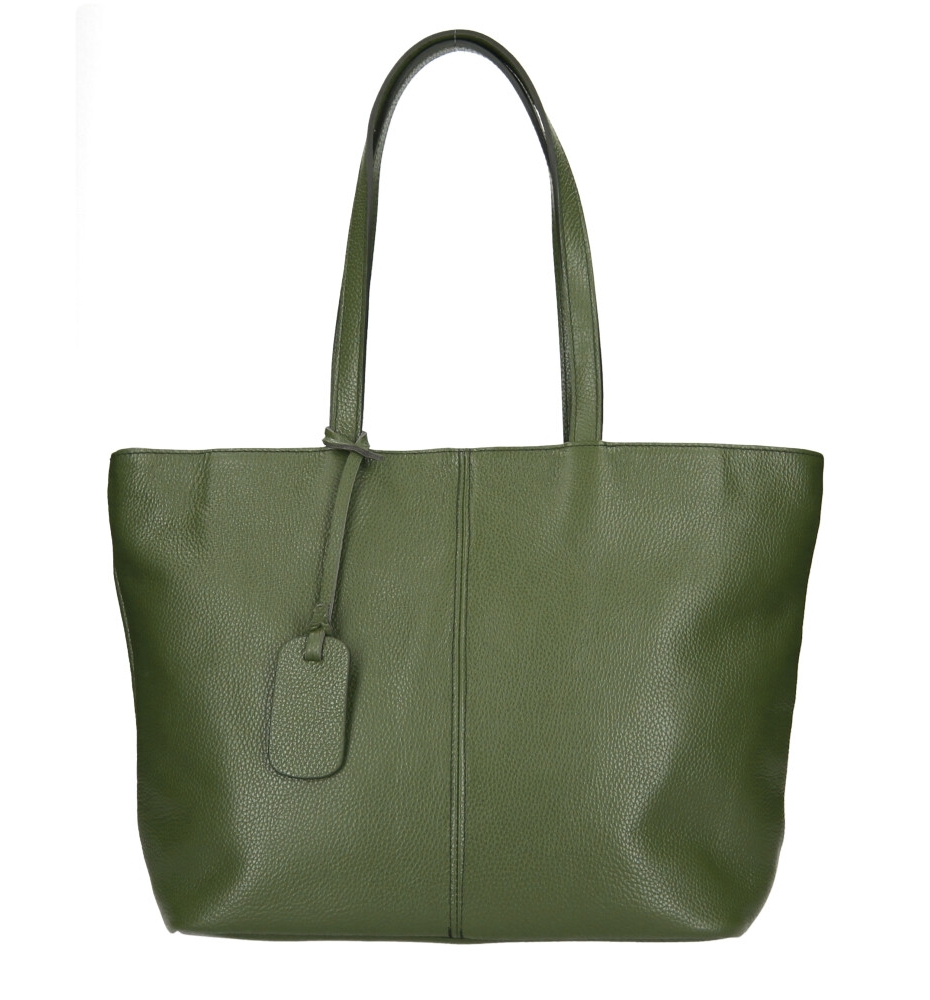 Geanta mana piele naturala Maxi Dama military-Verde