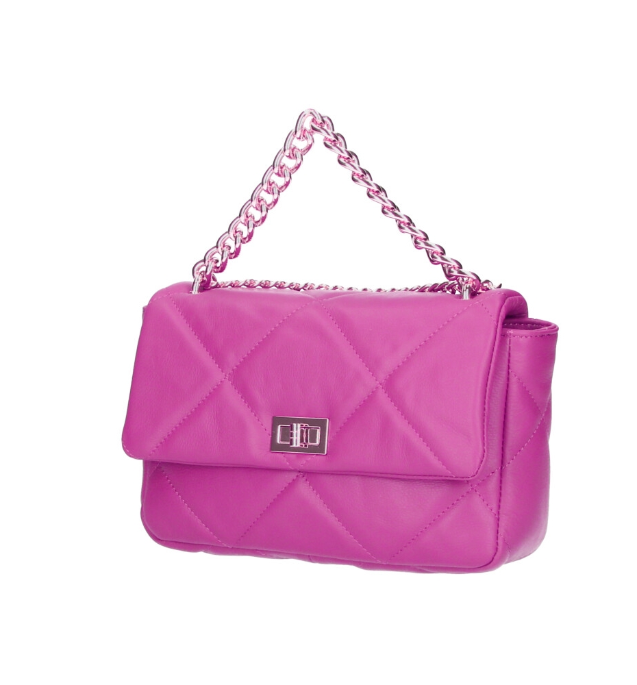 Geanta piele naturala de mana quilted Dama Fucsia