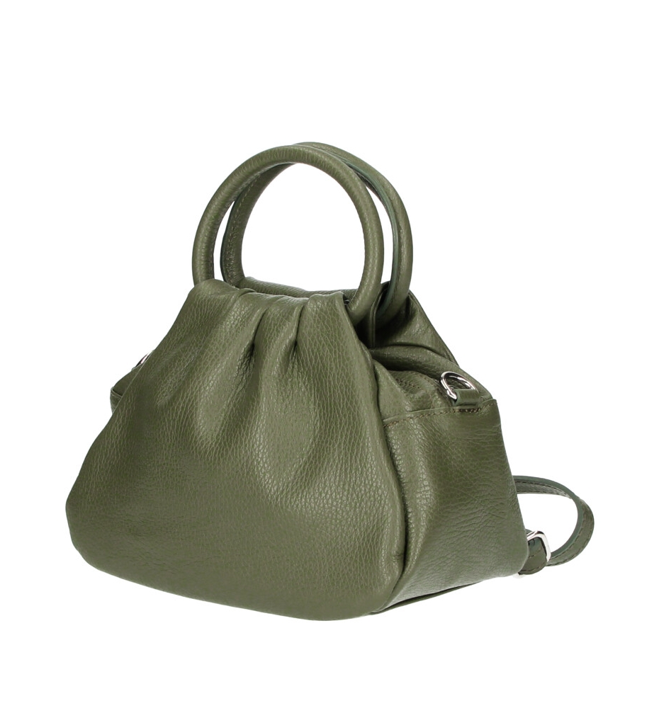 Geanta piele naturala de mana Small Dama military-Verde