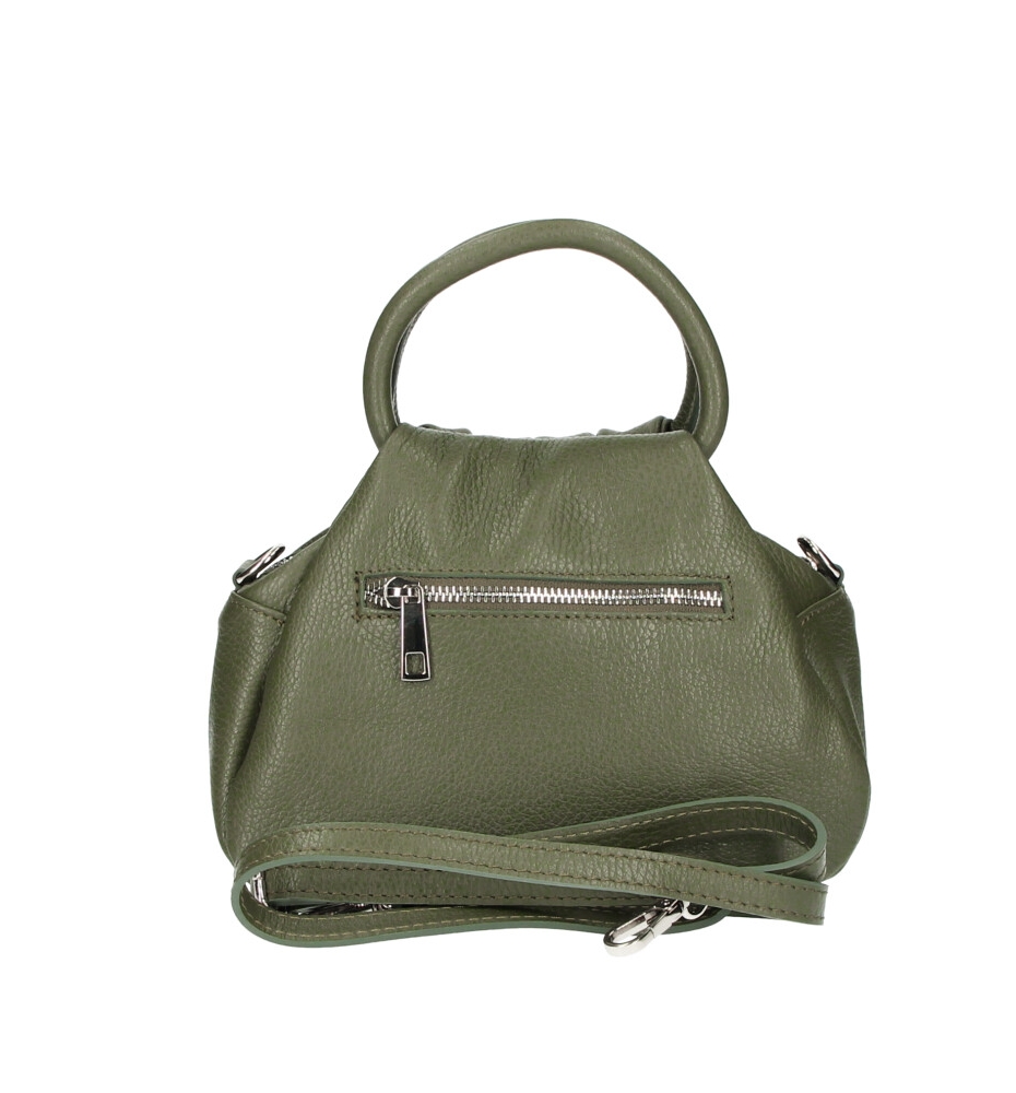 Geanta piele naturala de mana Small Dama military-Verde