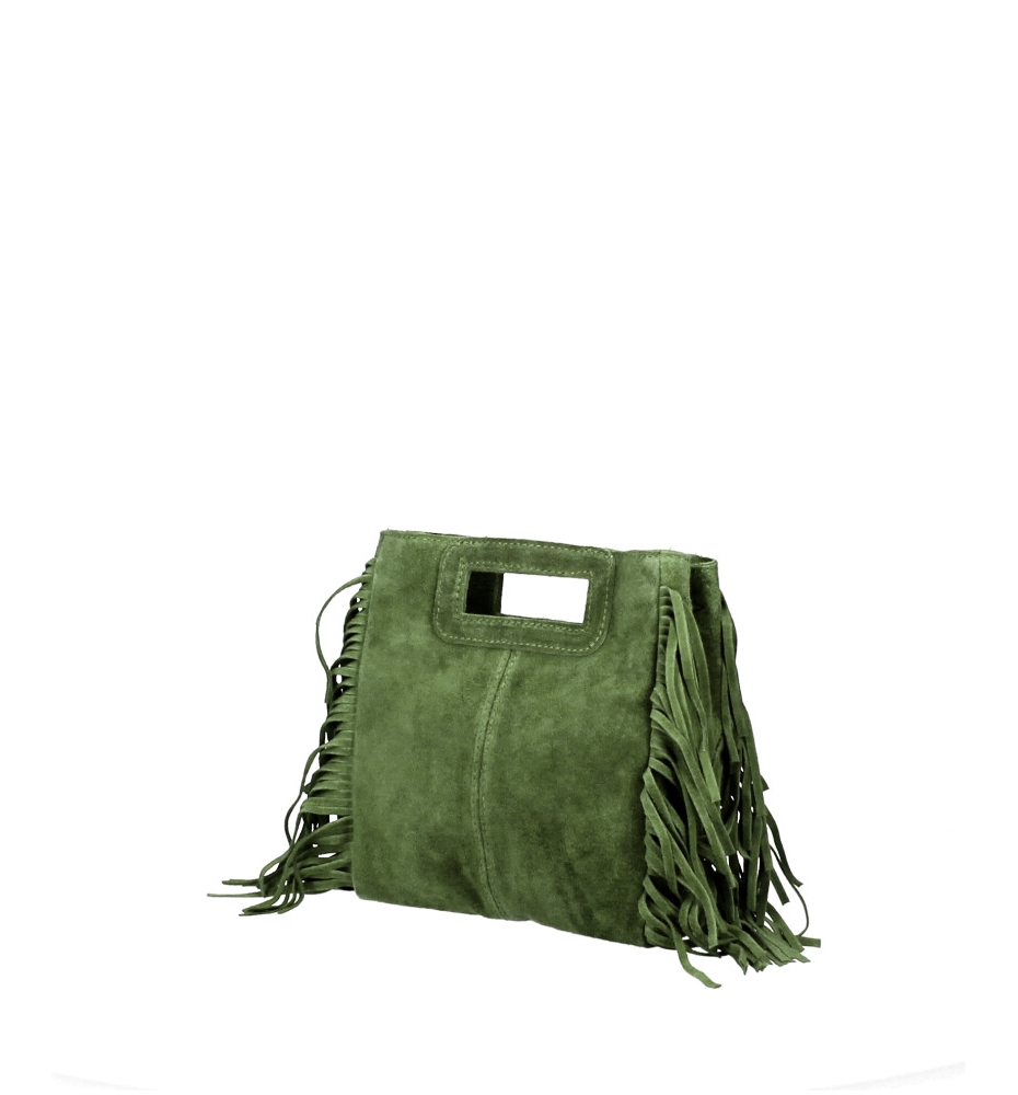 Geanta piele naturala de mana Small Dama military-Verde