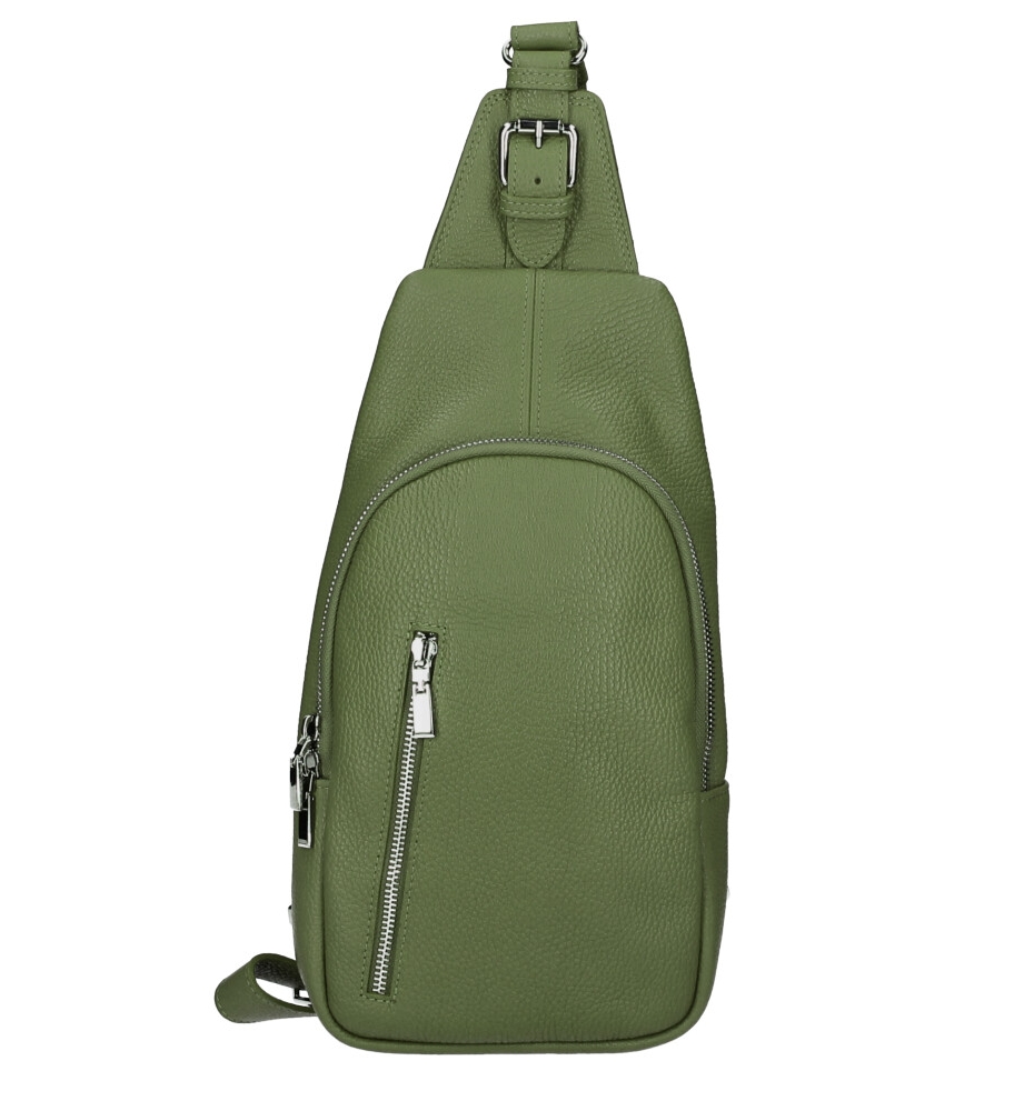 Geanta tip borseta piele naturala unisex Dama military-Verde